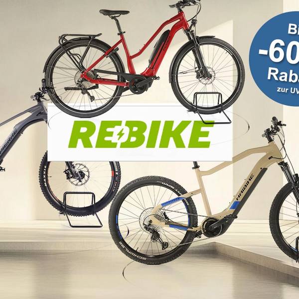 Darstellung von E-Bikes verschiedener Marken im Rebike Inventur Sale