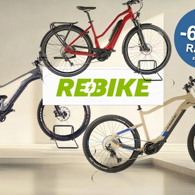 Darstellung von E-Bikes verschiedener Marken im Rebike Inventur Sale