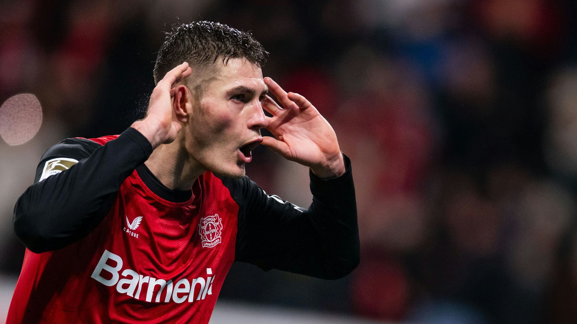 Leverkusens Torschütze Patrik Schick jubelt nach seinem Treffer zum 3:1 gegen den SC Freiburg.