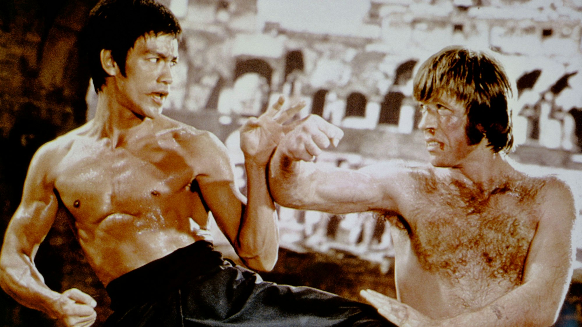 Bruce Lee und Chuck Norris im Film „Die Todeskralle schlägt wieder zu“ von 1972.