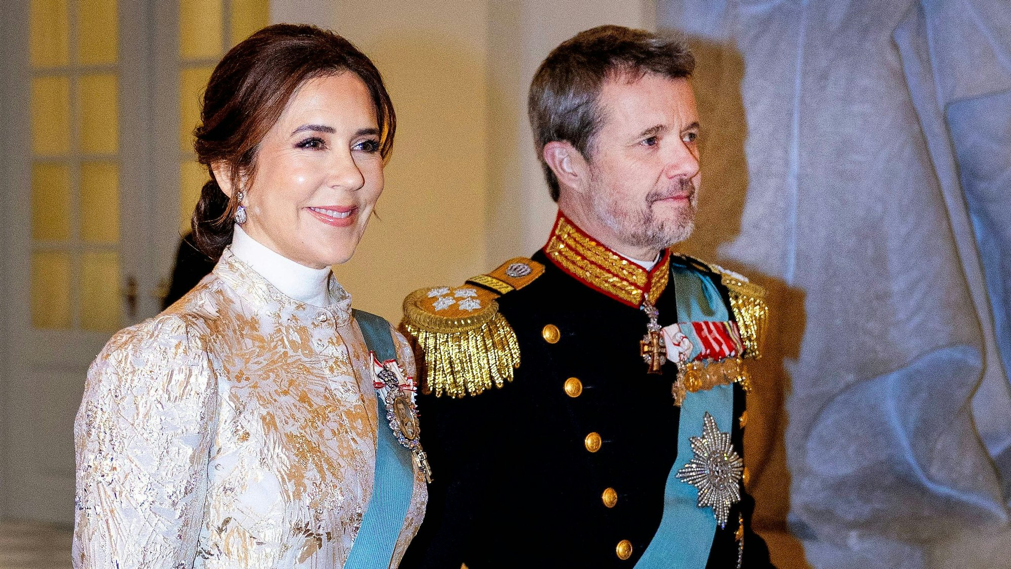 Frederik X., König von Dänemark und Königin Mary während des Neujahrsempfangs.