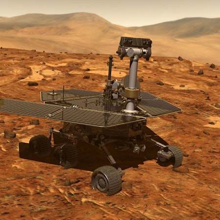 Eine Illustration des NASA-Rovers Spirit auf dem Mars.