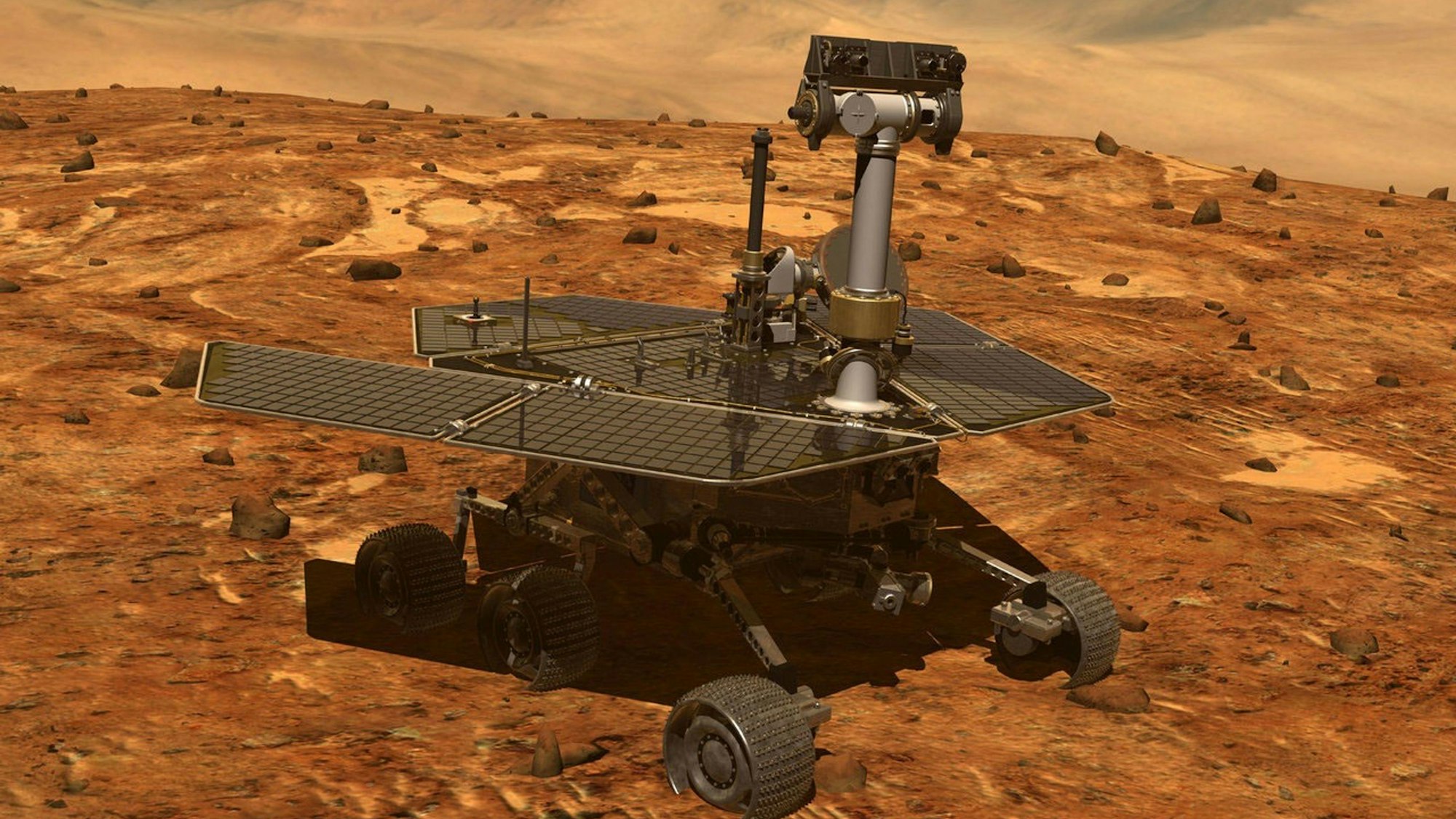Eine Illustration des NASA-Rovers Spirit auf dem Mars.