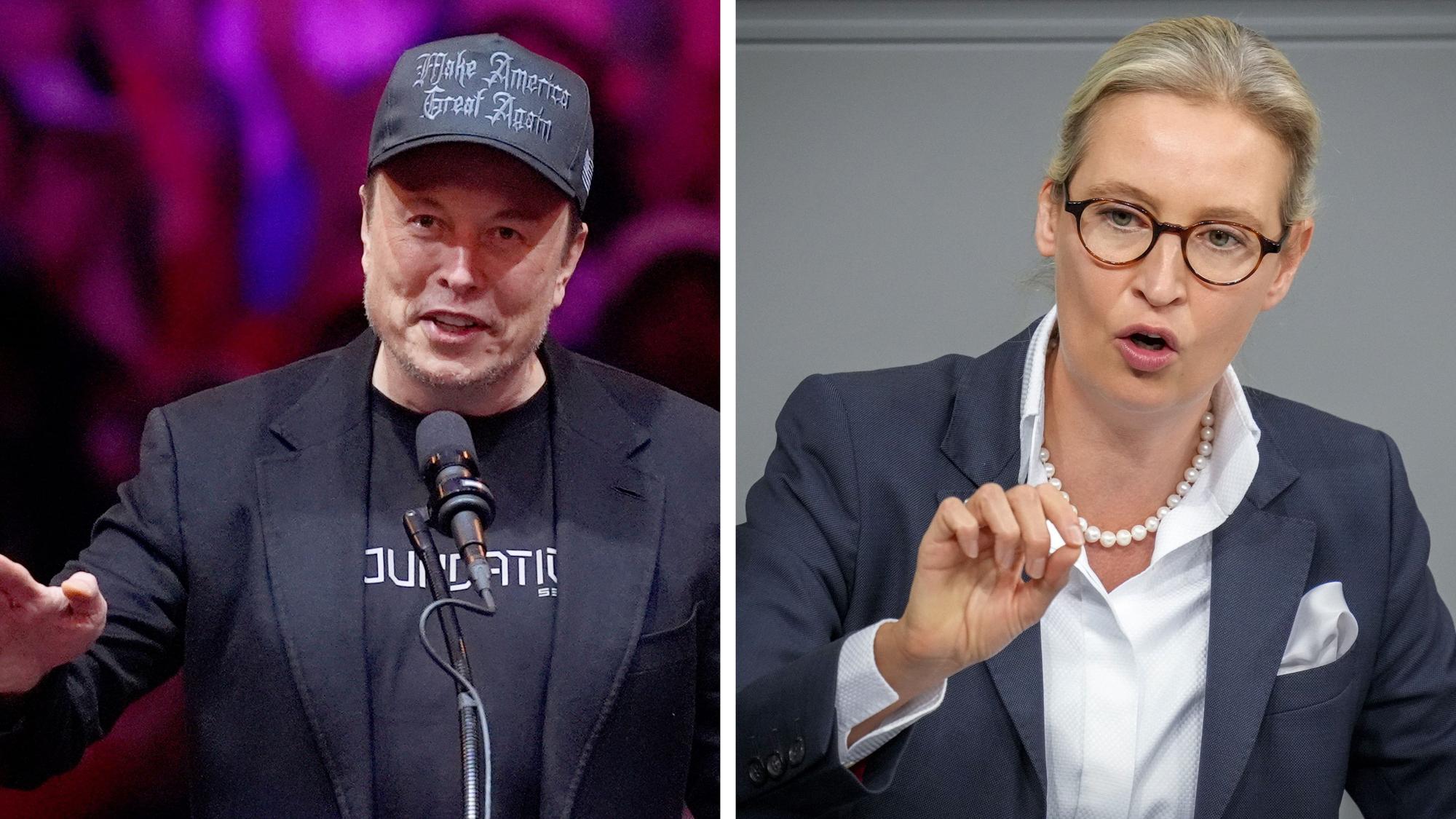 Tech-Milliardär Elon Musk und Alice Weidel, AfD-Vorsitzende, tauschten sich auf der Plattform „x“ aus.
