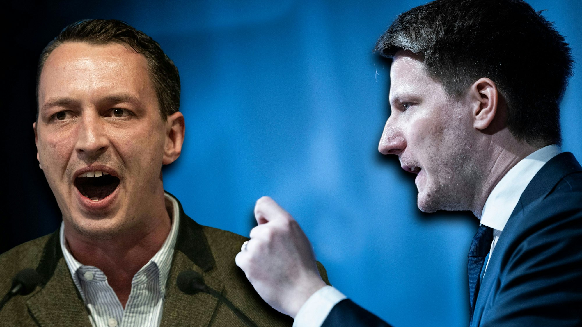 Matthias Helferich (links), der Kopf des rechtsradikalen Lagers in der AfD NRW, wurde im Juli aus der Partei ausgeschlossen. Treiber des Verfahrens: Landeschef Martin Vincentz (rechts).