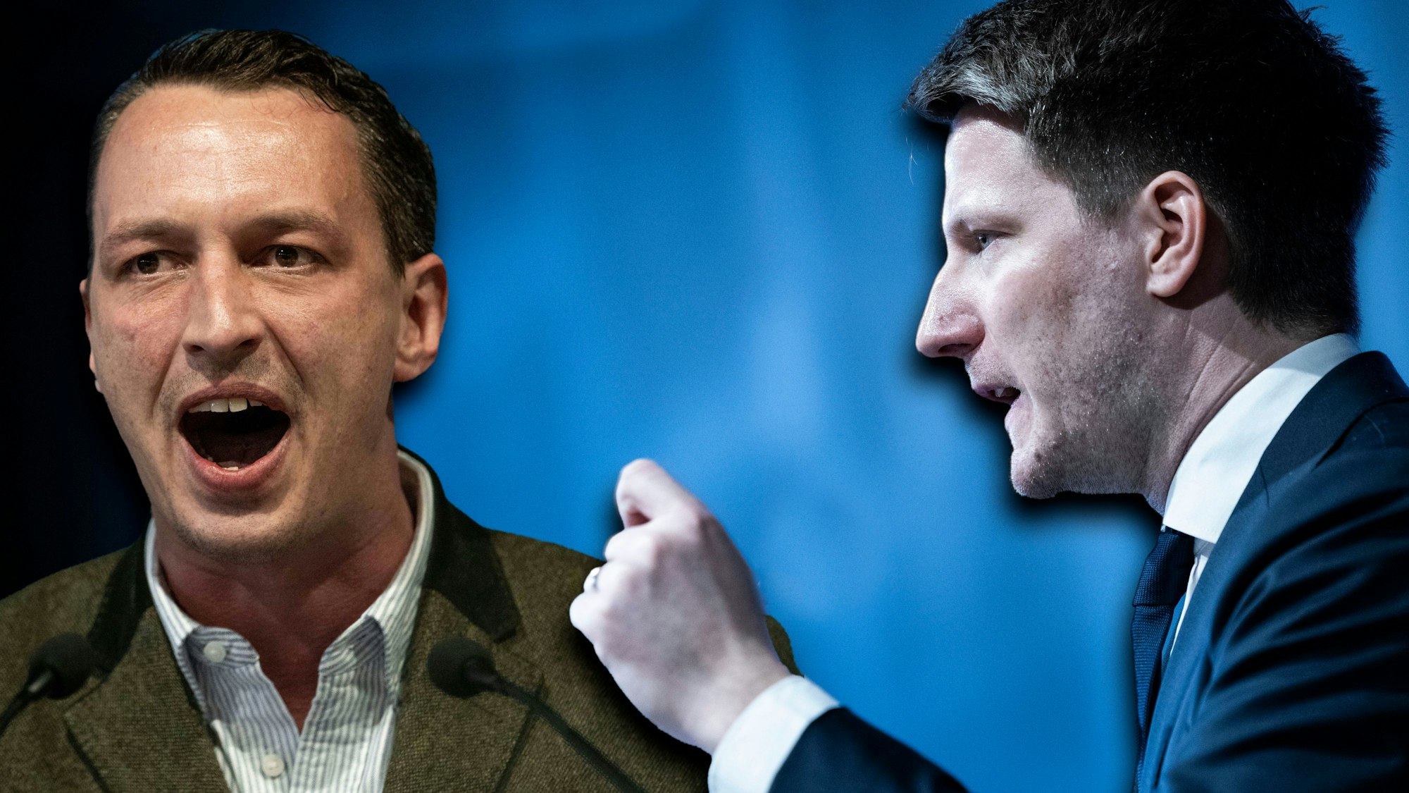 Matthias Helferich (links), ist das prominenteste Gesicht des rechtsradikalen Lagers in der NRW-AfD. Und damit das größte Problem von Landeschef Martin Vincentz (rechts).