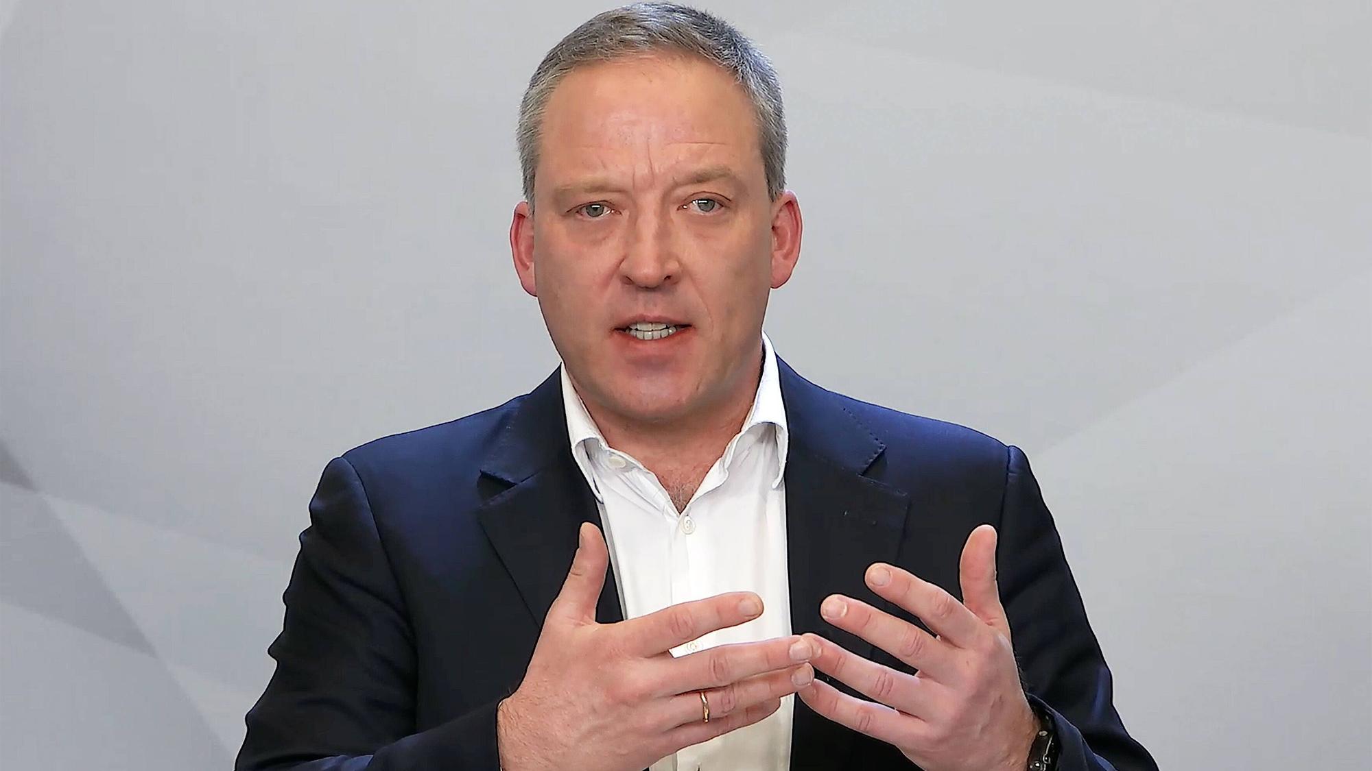 Lanxess-Vorstandschef Matthias Zachert bei der Bilanzpressekonferenz der Lanxess AG.