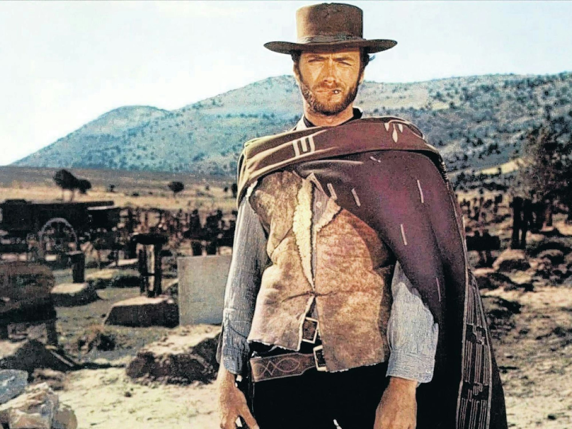 Clint Eastwood während der Dreharbeiten zum Film - Zwei glorreiche Halunken