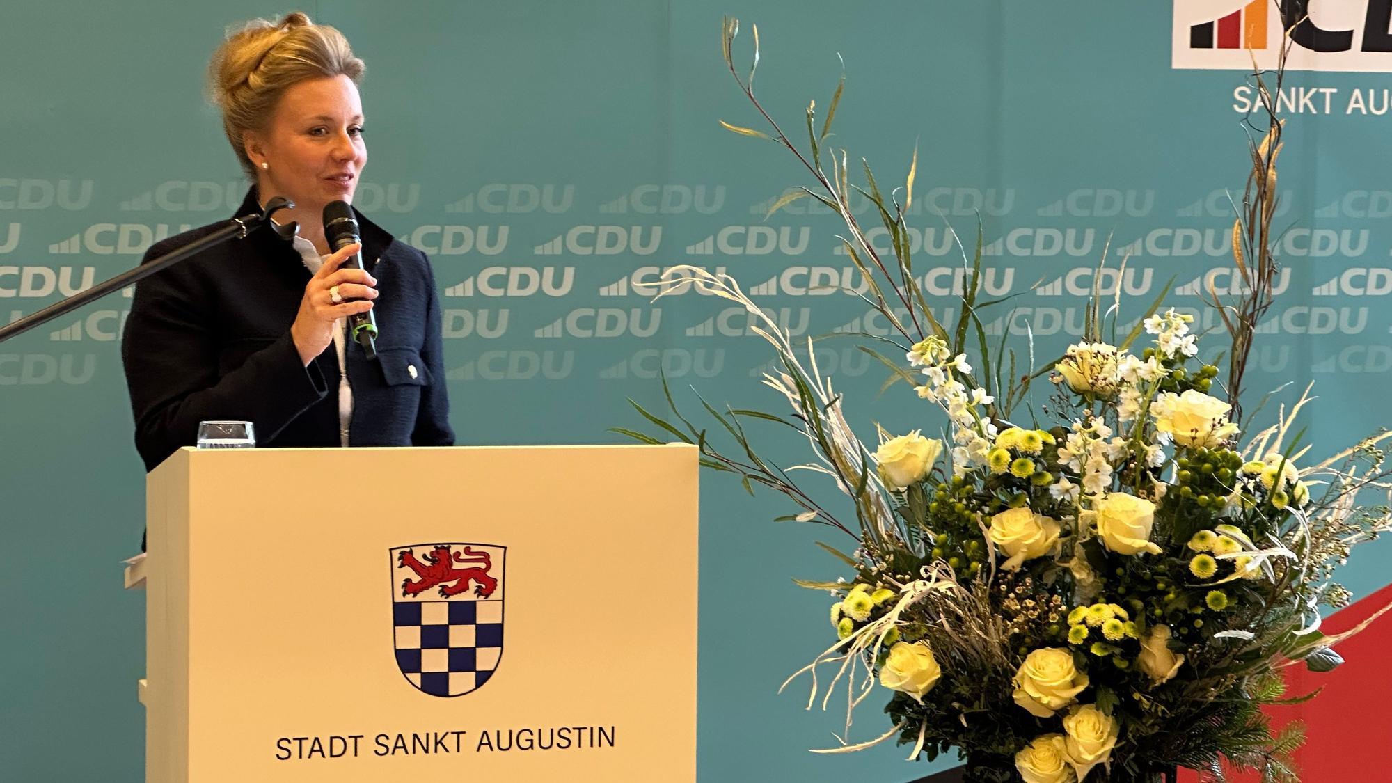 Ina Brandes, NRW-Ministerin für Kultur und Wissenschaft, sprach am Sonntag, 12. Januar 2025, auf dem Neujahrsempfang der CDU Sankt Augustin.