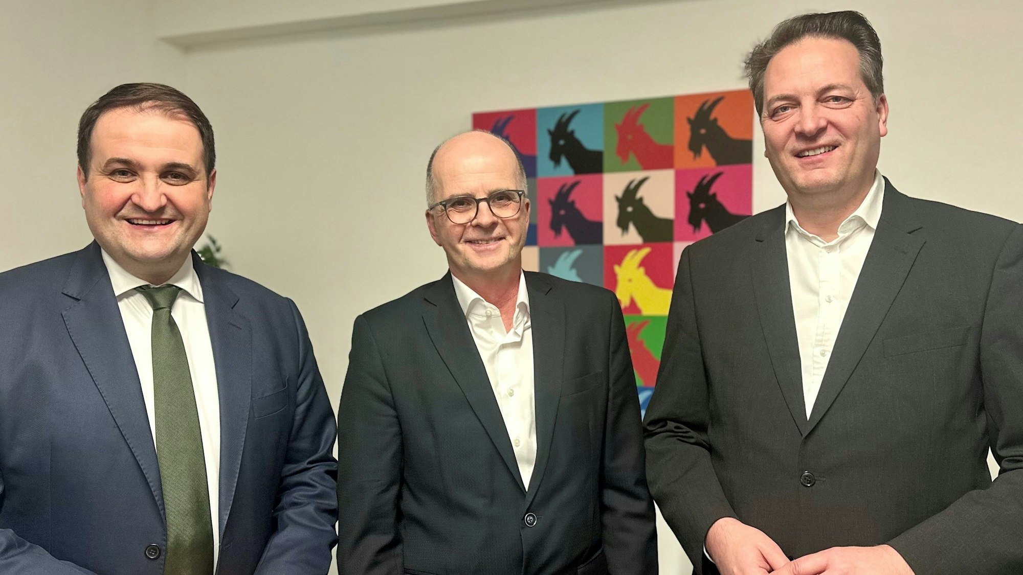 Nathanael Liminski, Leiter der Findungskommission, Baudezernent Markus Greitemann und Parteichef Karl Mandl (von links nach rechts).