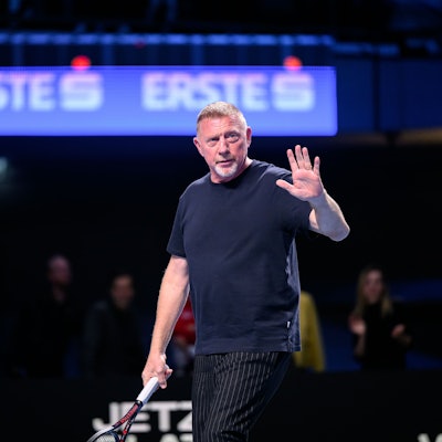 Boris Becker nimmt an einer Abschiedsfeier für Dominic Thiem im Rahmen eines ATP Turnieres in der Stadthalle Wien teil.