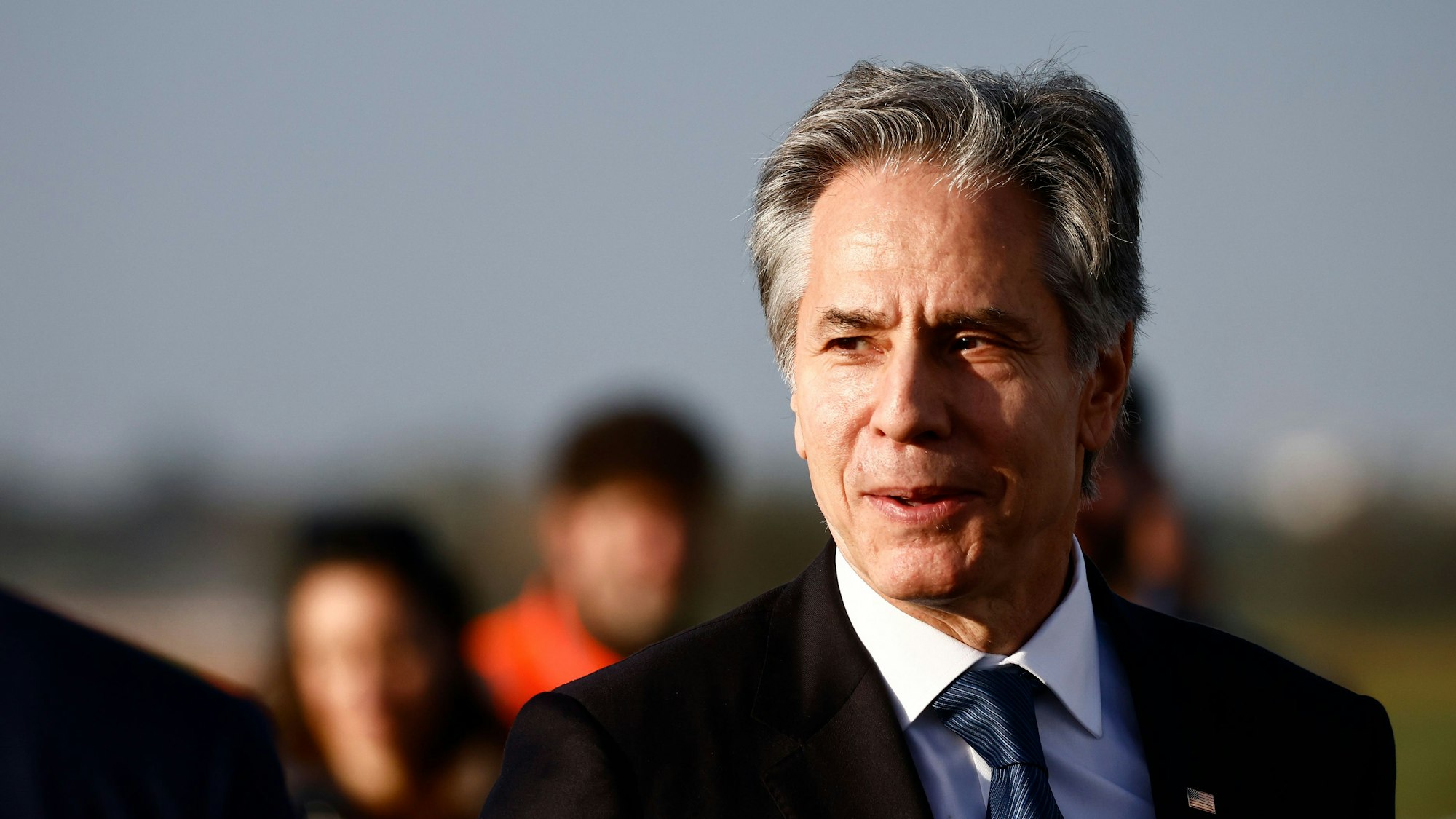 US-Außenminister Antony Blinken fliegt vom Flughafen Ciampino G.B. Pastelle in der Nähe von Rom ab.