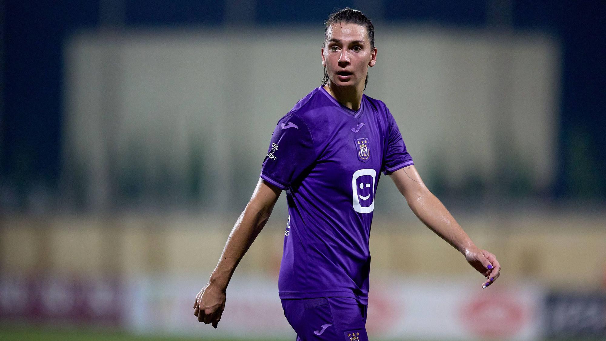 TA QALI, MALTA - SEPTEMBER 07: Amelie Delabre of Anderlecht is gesturing during the UEFA Womens Champions League First qualifying round, Semi-finals CP-Group 4 soccer match between Anderlecht and Birkirkara at the Centenary Stadium, Ta Qali, Malta on September 07, 2024. Anderlecht v Birkirkara - UEFA Womens Champions League MLT_UWCL_24/25
