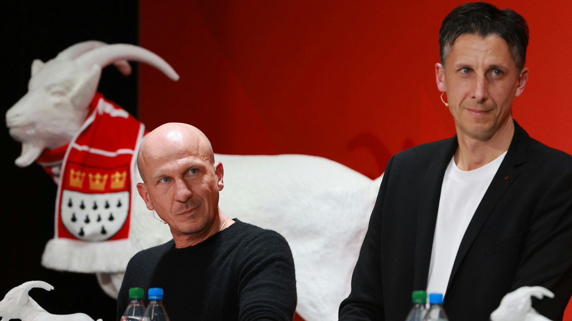 Gerhard Struber und Christian Keller (r.) am Mittwochabend im Coloneum.