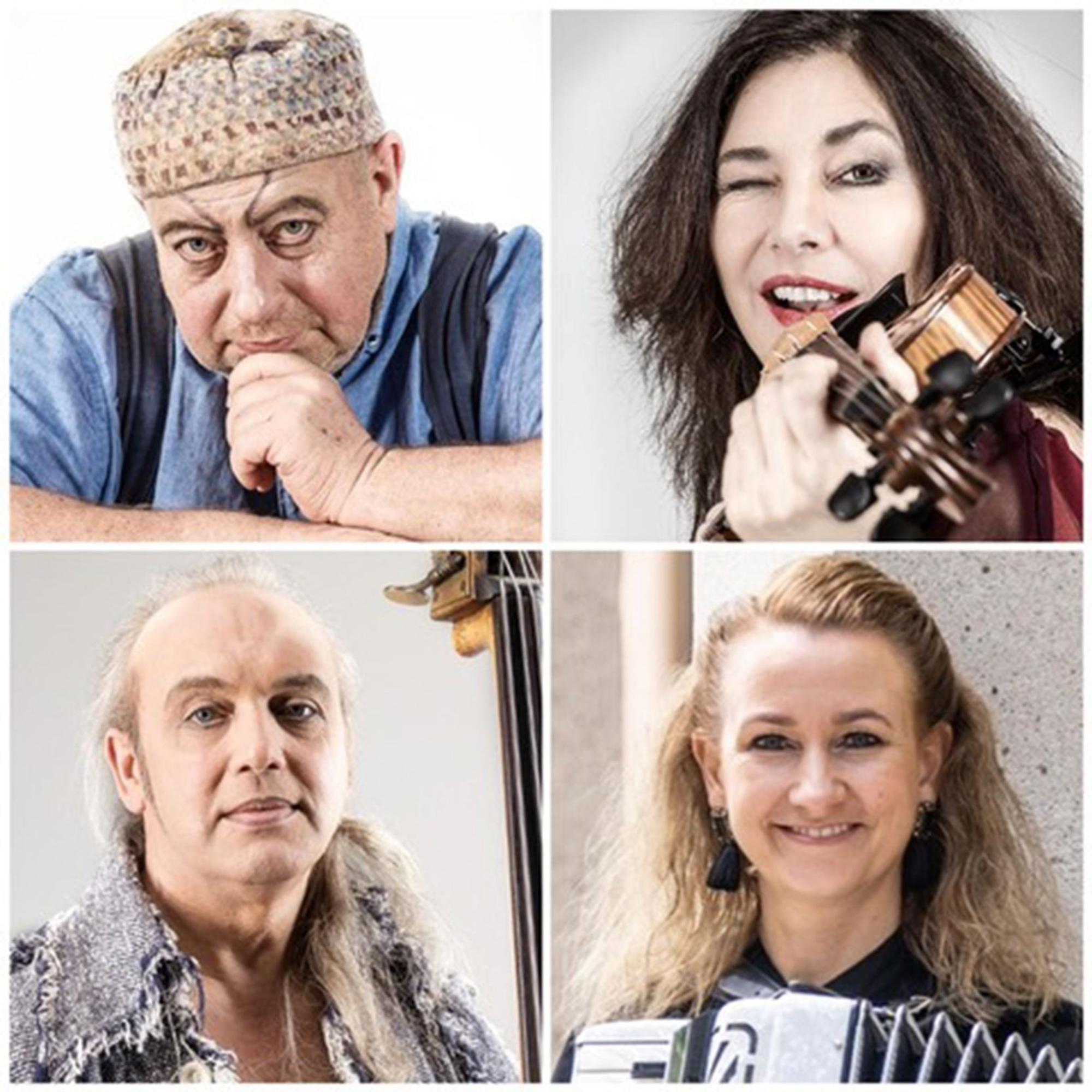 Porträts von vier Musikern sind zu einer Collage zusammengestellt.