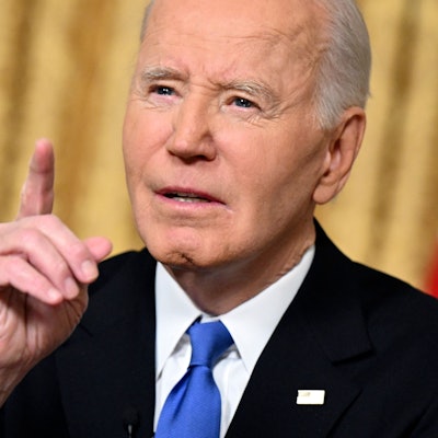 15.01.2025, USA, Washington: US-Präsident Joe Biden hält seine Abschiedsrede aus dem Oval Office des Weißen Hauses. Foto: Mandel Ngan/Pool AFP/AP/dpa +++ dpa-Bildfunk +++