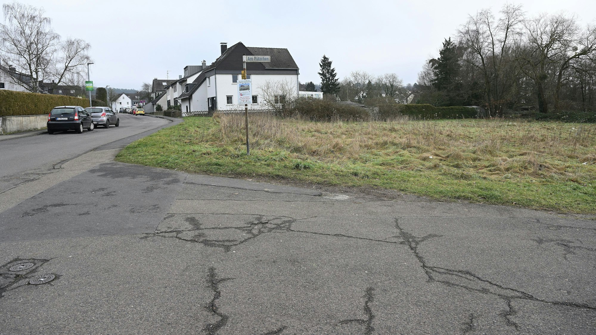 Zu sehen ist ein Teil der Grünfläche und eine Straßenkreuzung.