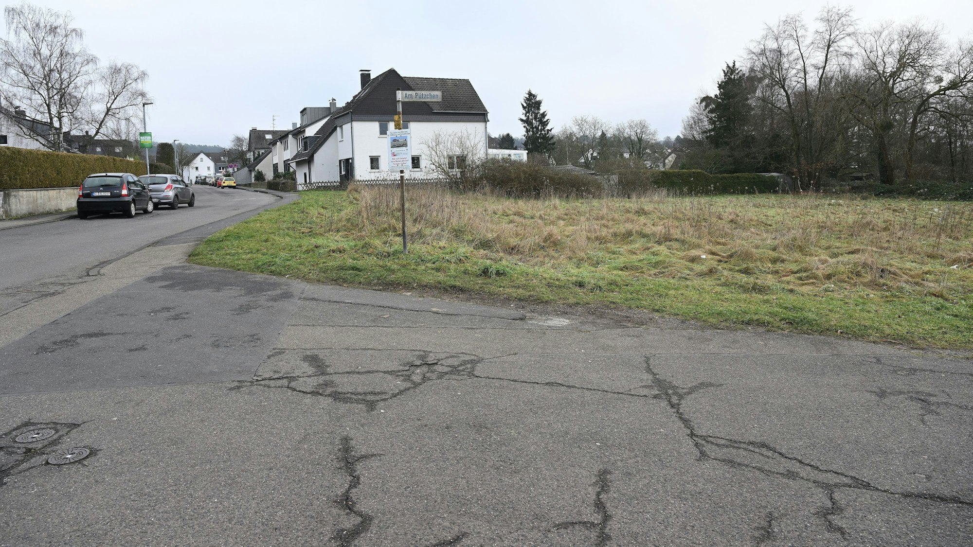 Zu sehen ist ein Teil der Grünfläche und eine Straßenkreuzung.