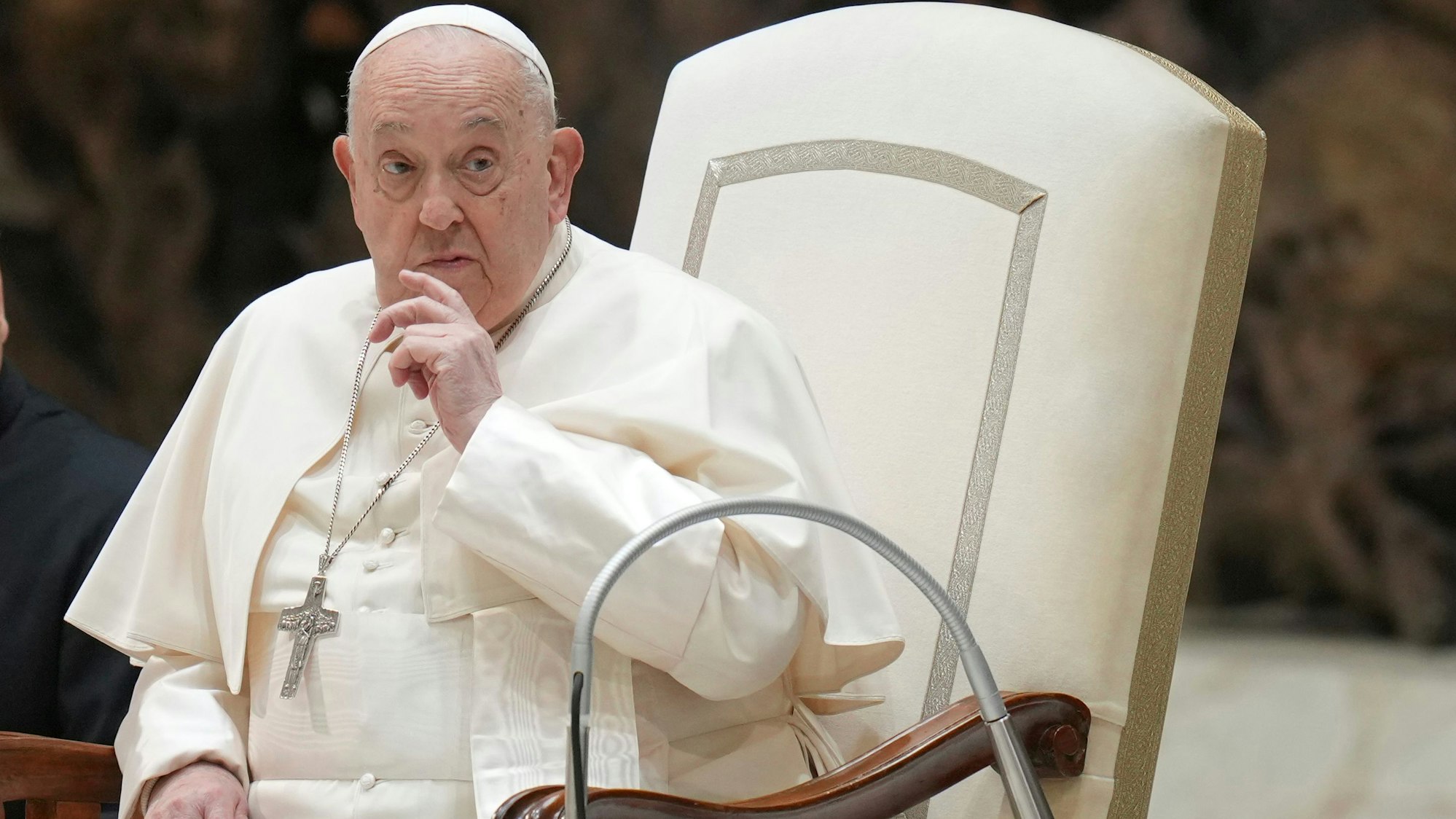 Papst Franziskus bei seiner wöchentlichen Generalaudienz in der Halle Paul VI. im Vatikan.