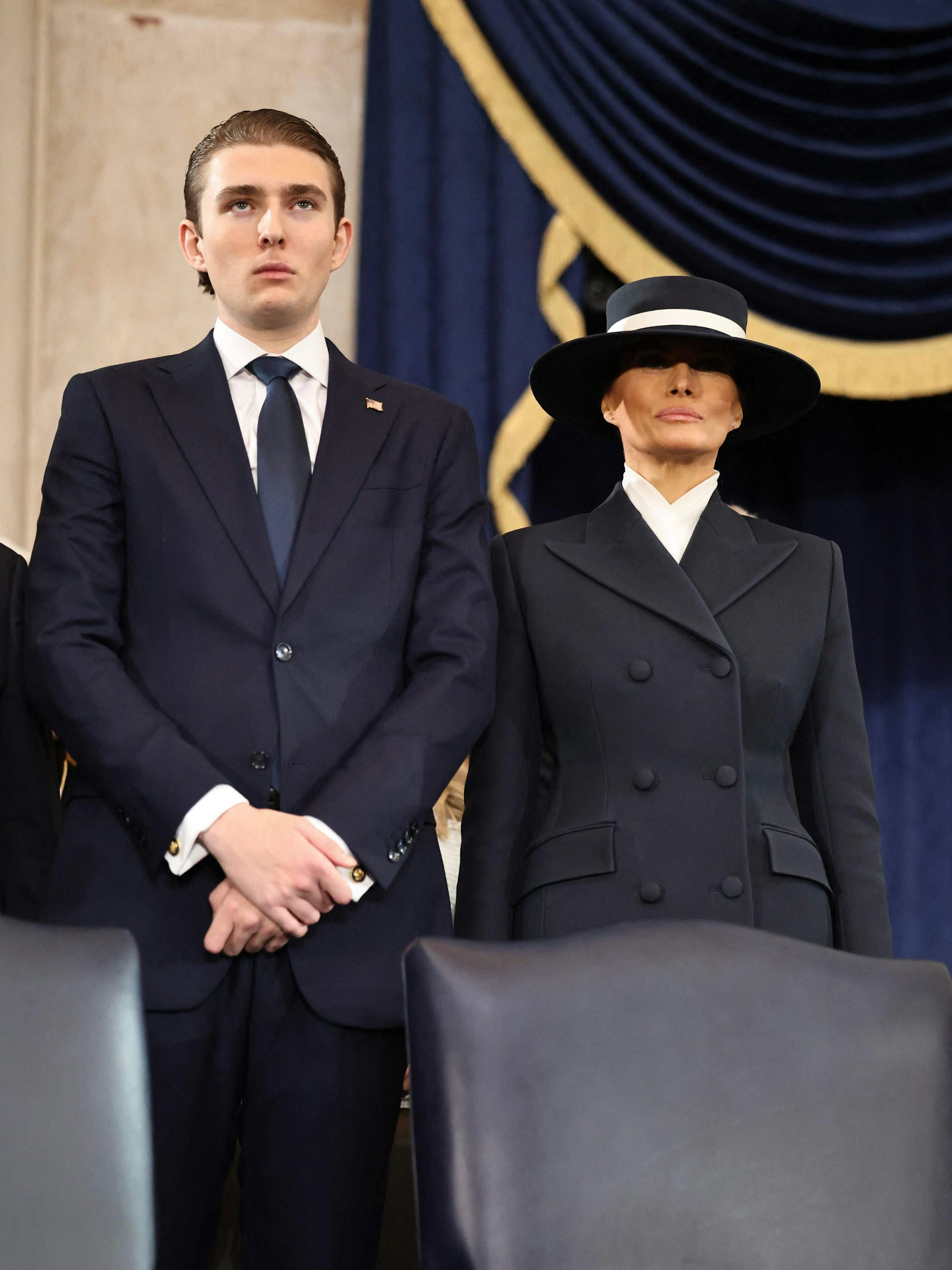 Melania Trump und ihr Sohn Barron bei der Amtseinführung von Donald Trump.