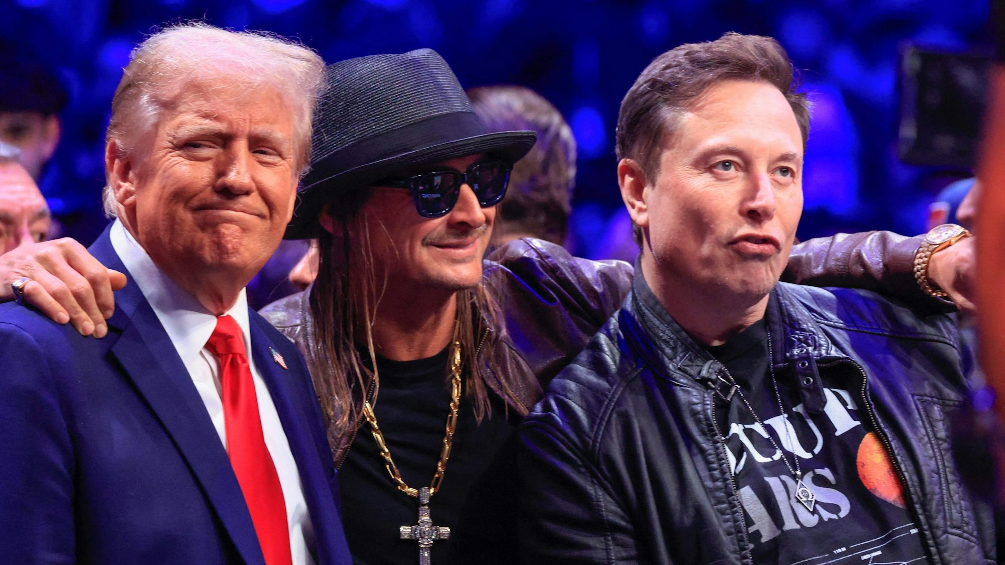 Der neue alte US-Präsident Donald Trump mit seinen guten Kumpels Kid Rock und Elon Musk