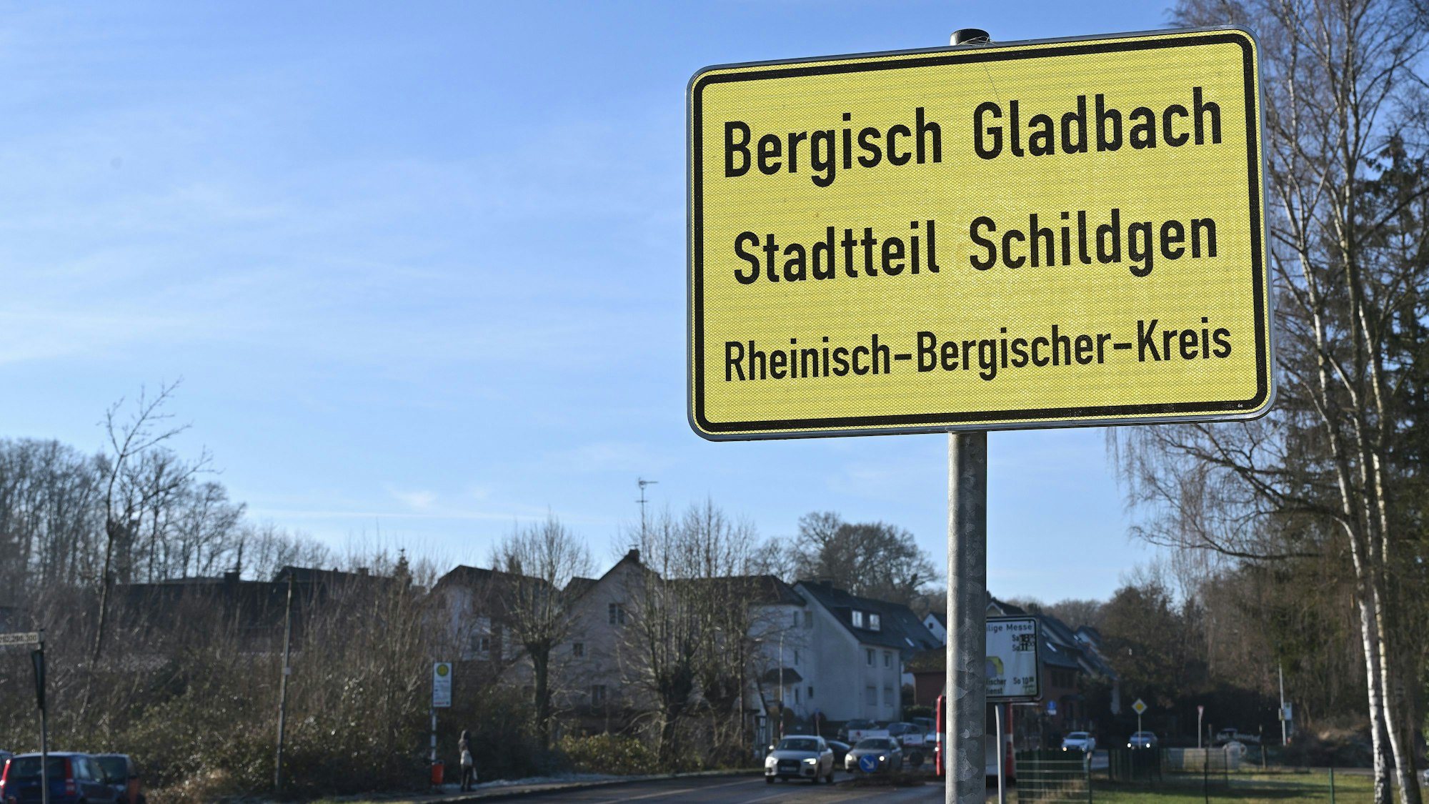 Das Foto zeigt ein Ortsschild von Schildgen