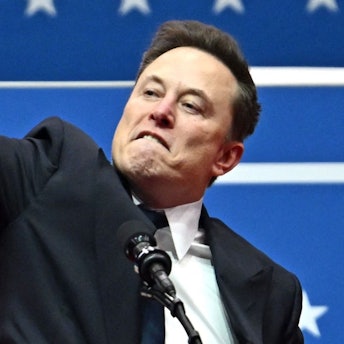 Elon Musk bei seinem Auftritt am Montag nach Donald Trumps Vereidigung in der Capitol One Arena in Washington.