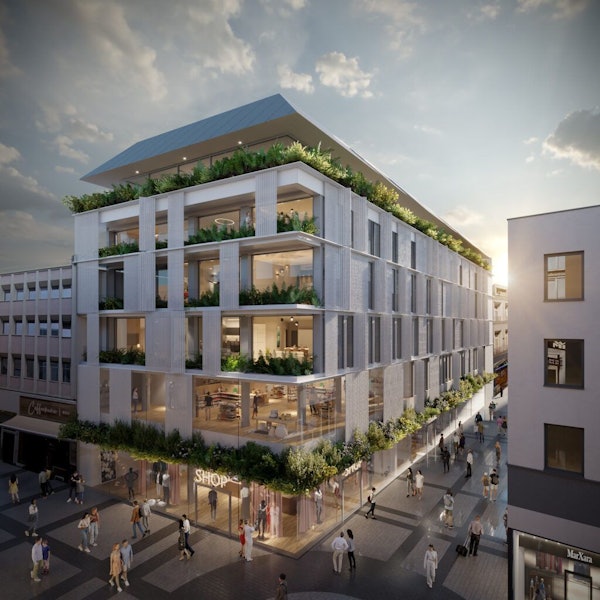 So soll das Mediamarkt-Gebäude auf der Hohe Straße nach dem Umbau aussehen.