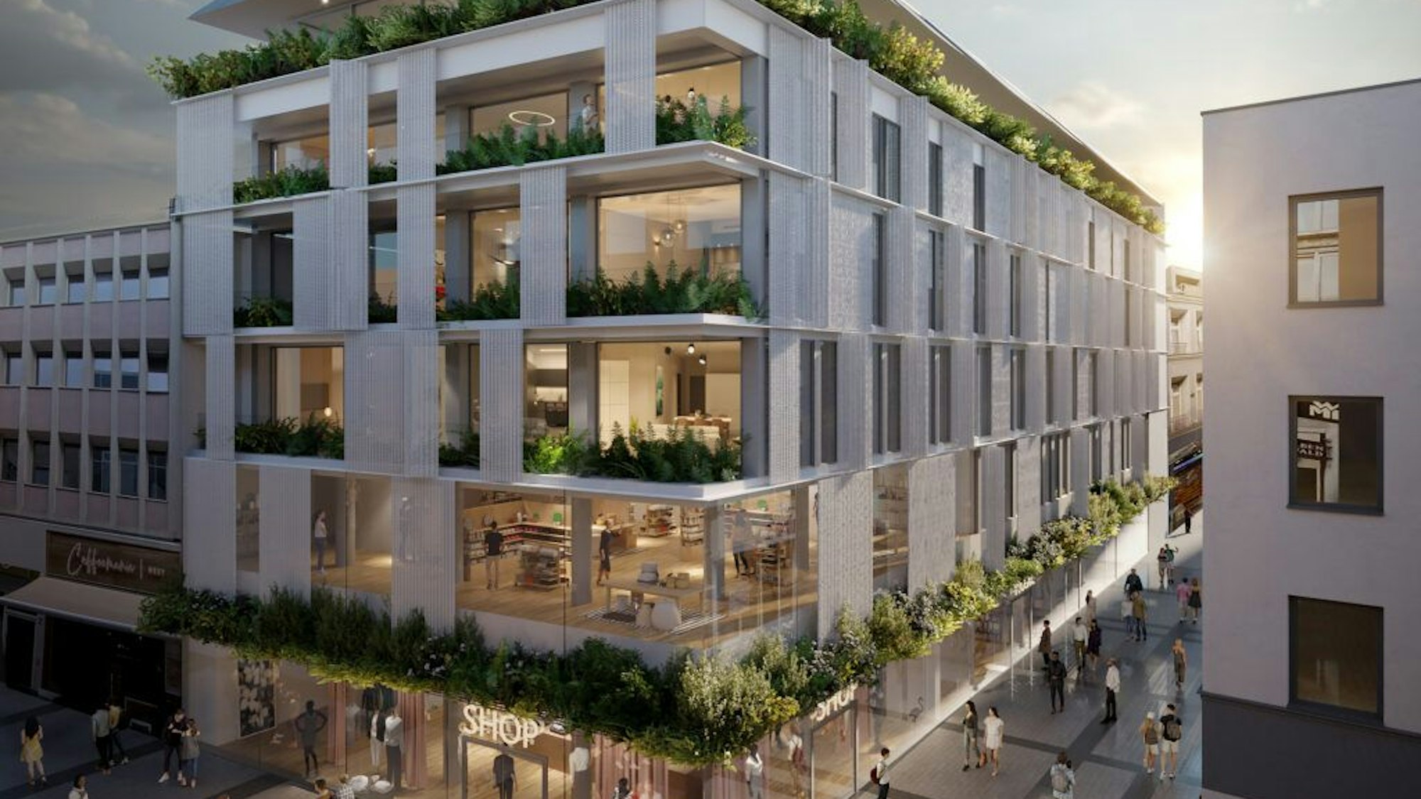 So soll das Mediamarkt-Gebäude auf der Hohe Straße nach dem Umbau aussehen.