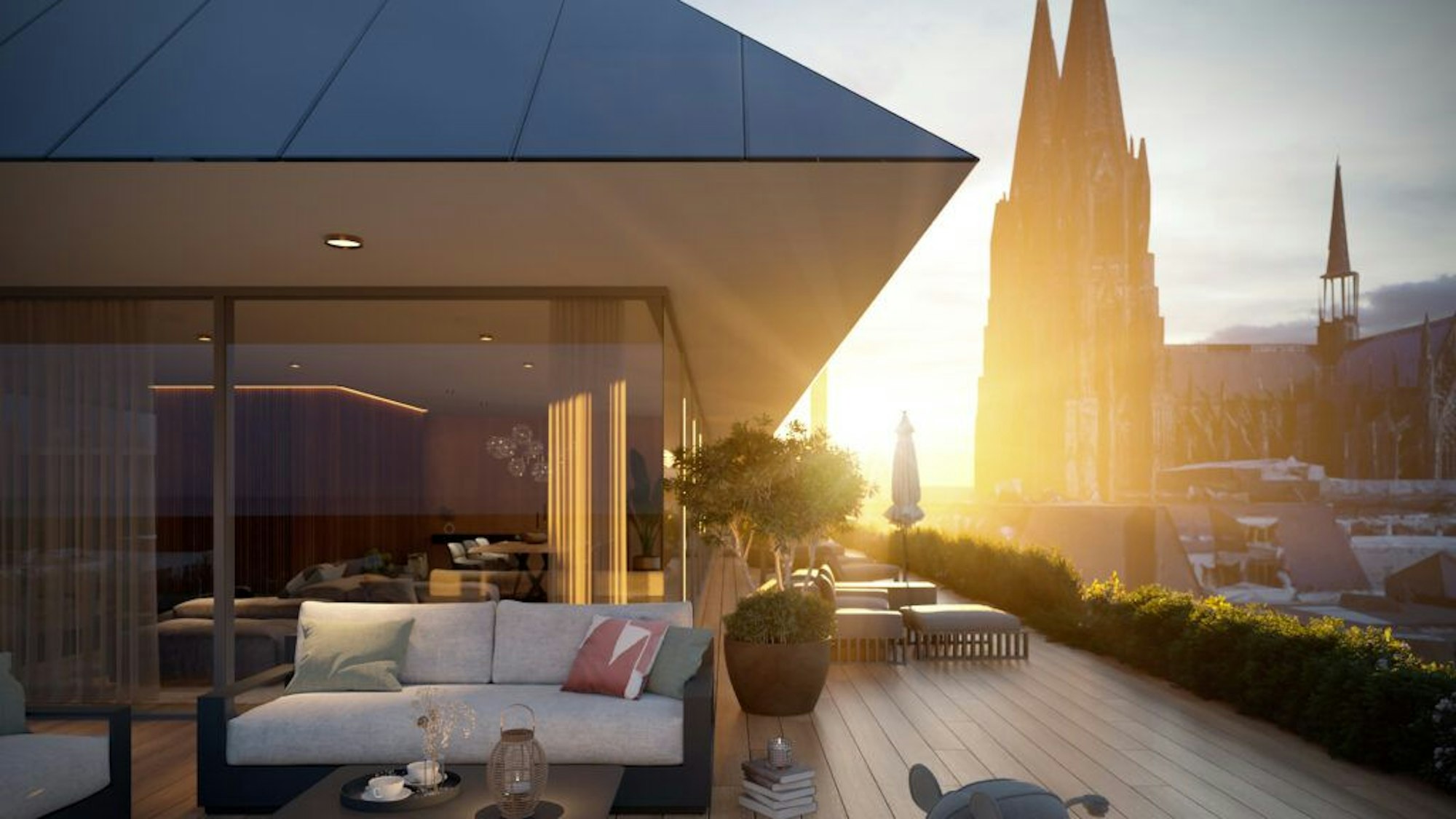 In den oberen Geschossen entstehen Maisonette-Wohnungen mit Terrasse und Domblick.