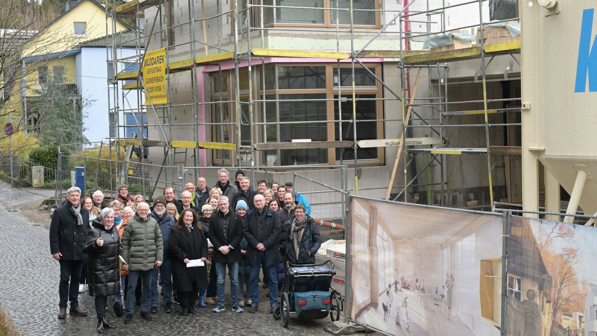 Beim Richtfest bekamen die Gäste schon einen Eindruck, wie der fertige Kita-Bau aussehen wird.