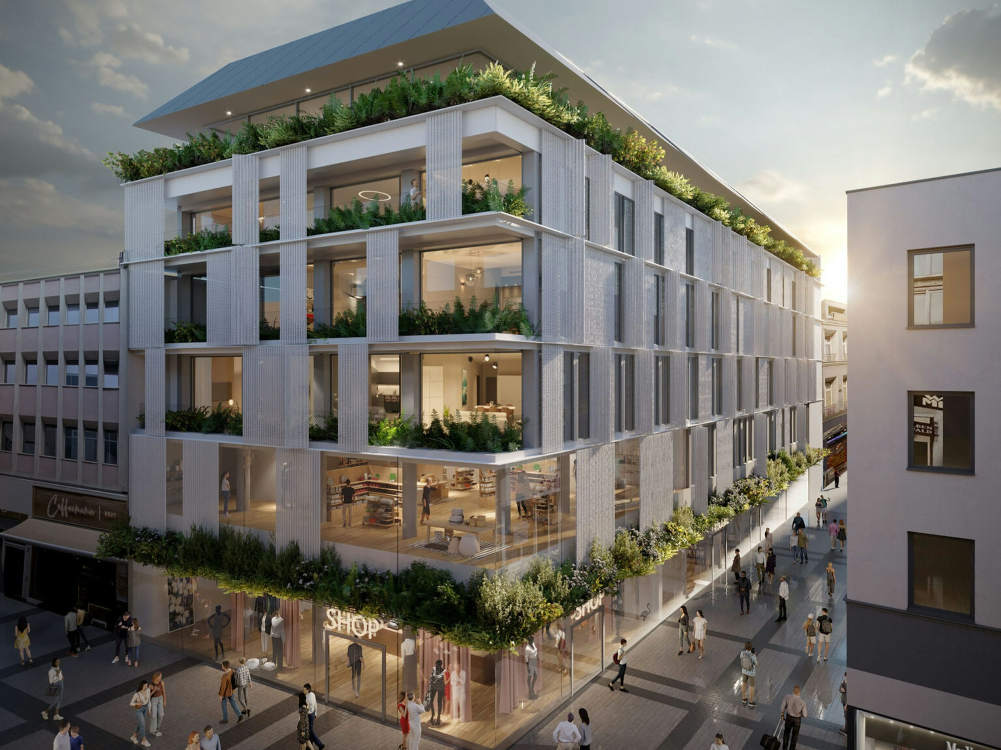 So soll das riesige Mediamarkt-Gebäude nach dem Umbau aussehen. Begonnen wird allerdings erst 2027.