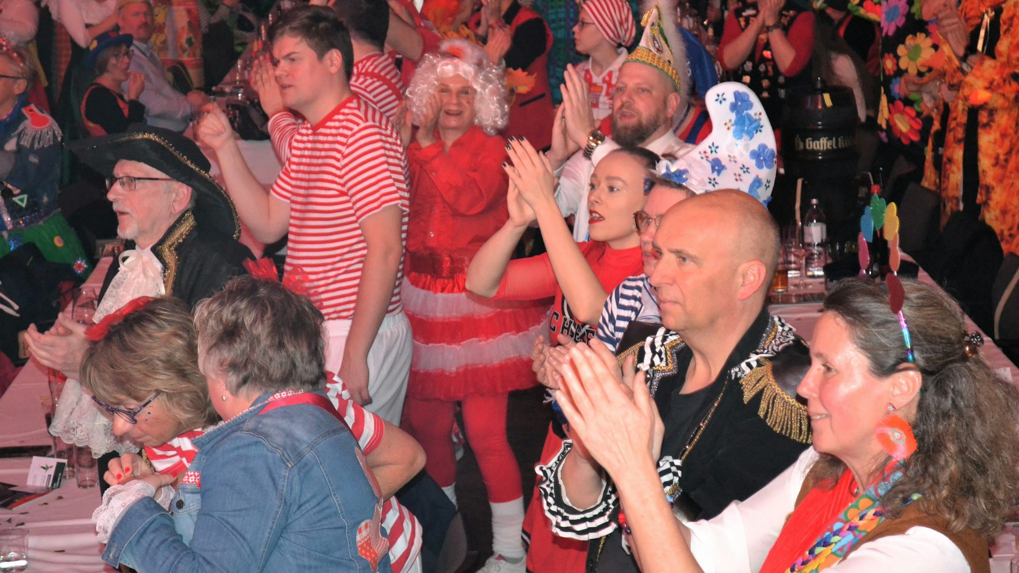 Kostümierte bei einer Karnevalssitzung.