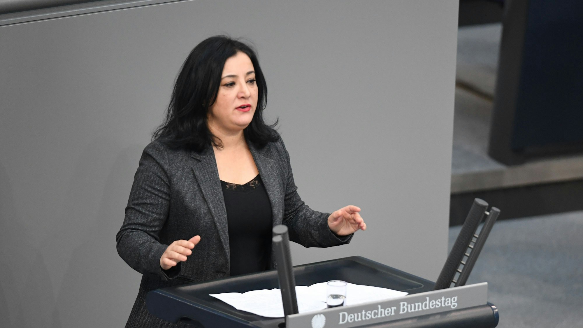 Die Abgeordnete Gökay Akbulut spricht während einer Plenarsitzung im Deutschen Bundestag. (Archivfoto)