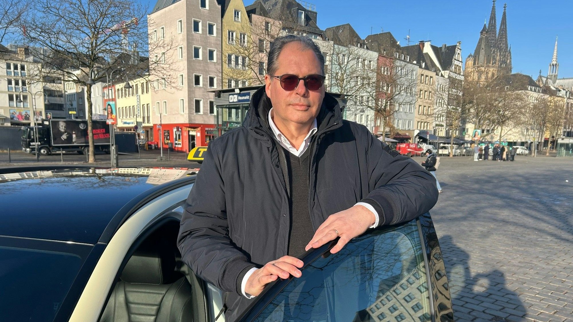 Alexander Mönch, Präsident von Free Now für Deutschland und Österreich, auf dem Kölner Heumarkt