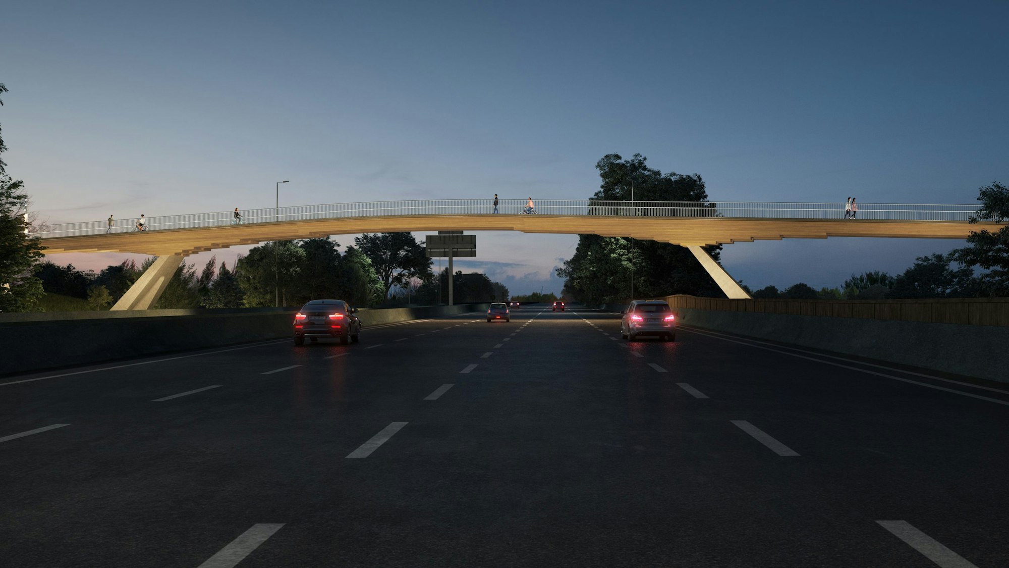 Eine Brücke über einer Autobahn