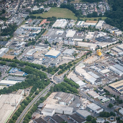 Das Gewerbegebiet Fixheide aus der Luft