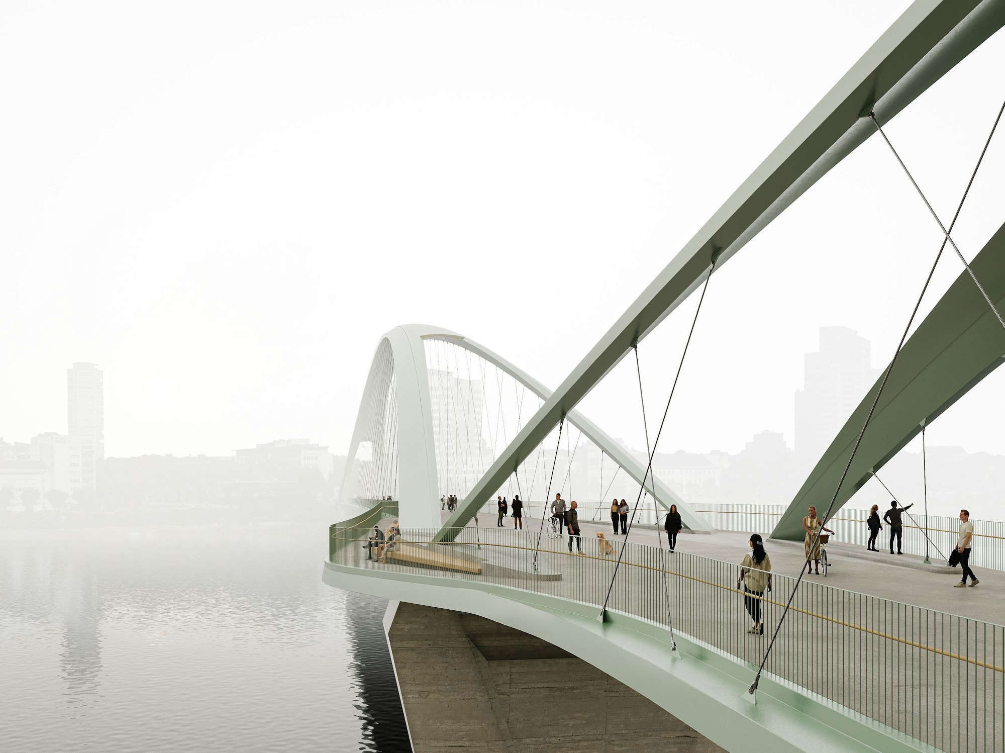 Die Brücke auf Höhe der Bastei könnte als Netzwerkbogen über den Rhein gebaut werden.