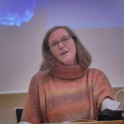 Rita Müller-Fieberg bei einer Lesung.