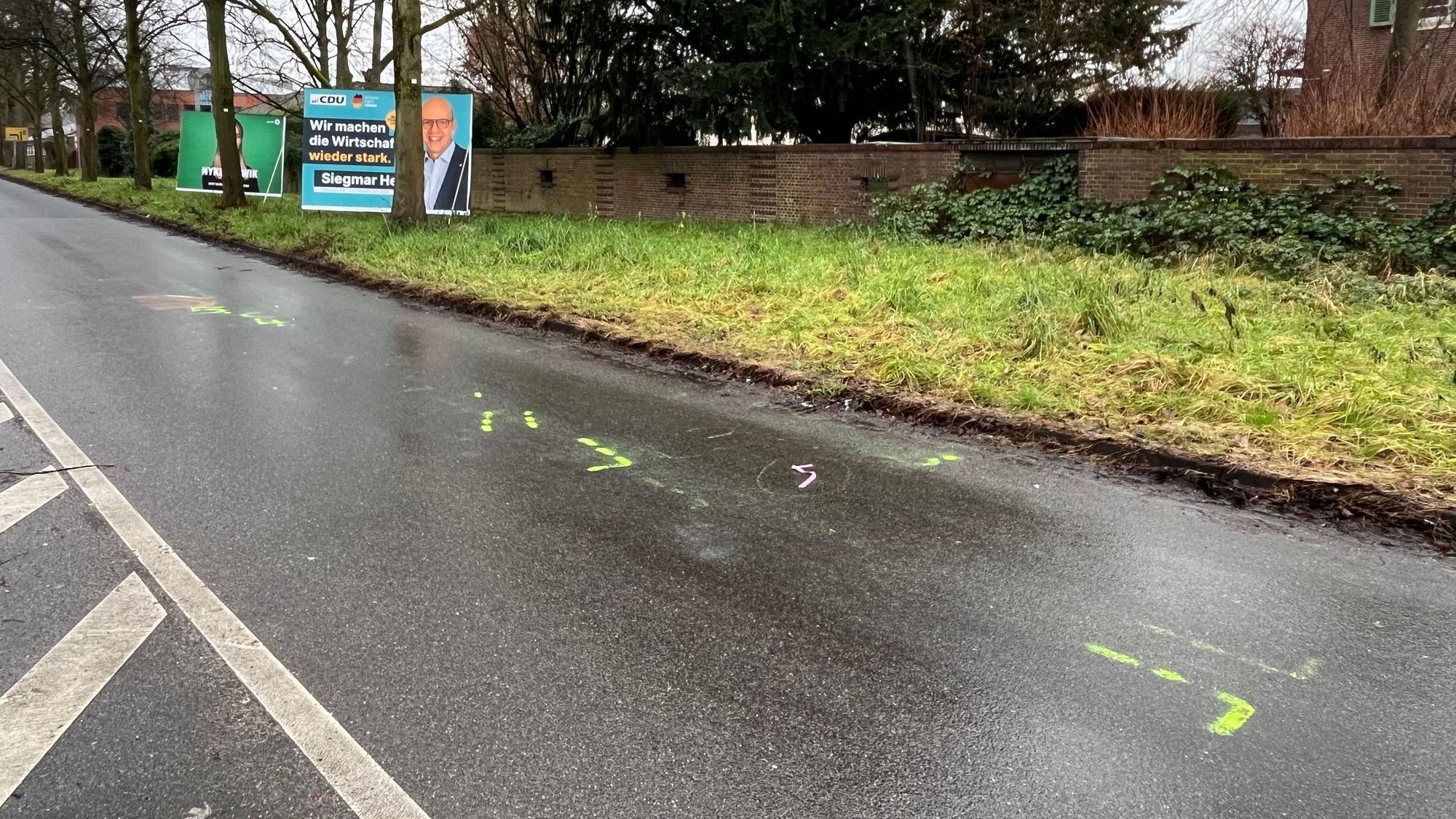 Unfallmarkierungen auf der Bonner Straße.