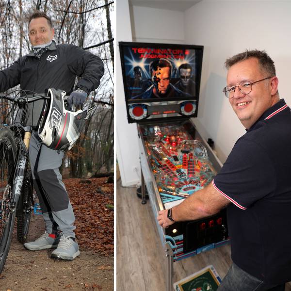Jungfrau Steffi (Stephanie Müller) beim Tennisspielen, Prinz Christian I. (Althaus) auf dem Mountainbike und Bauer Michael (Schlaeger) an seinem Flipper.