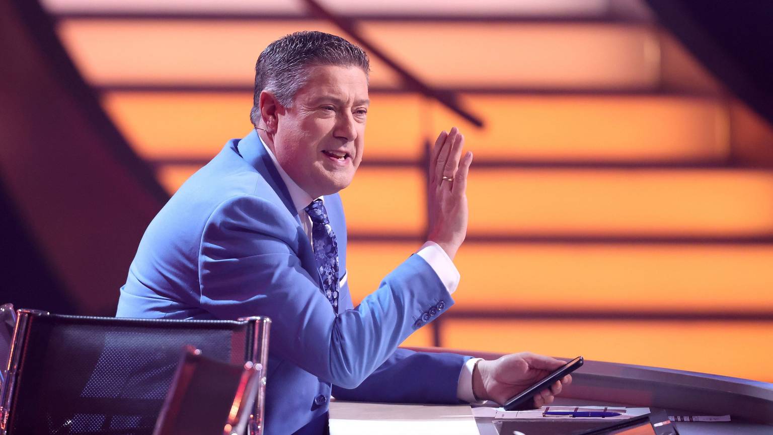COLOGNE, GERMANY - MARCH 25: Joachim Llambi is seen on stage during the 5th show of the 15th season of the television competition show "Let's Dance" at MMC Studios on March 25, 2022 in Cologne, Germany. (Photo by Andreas Rentz/Getty Images)