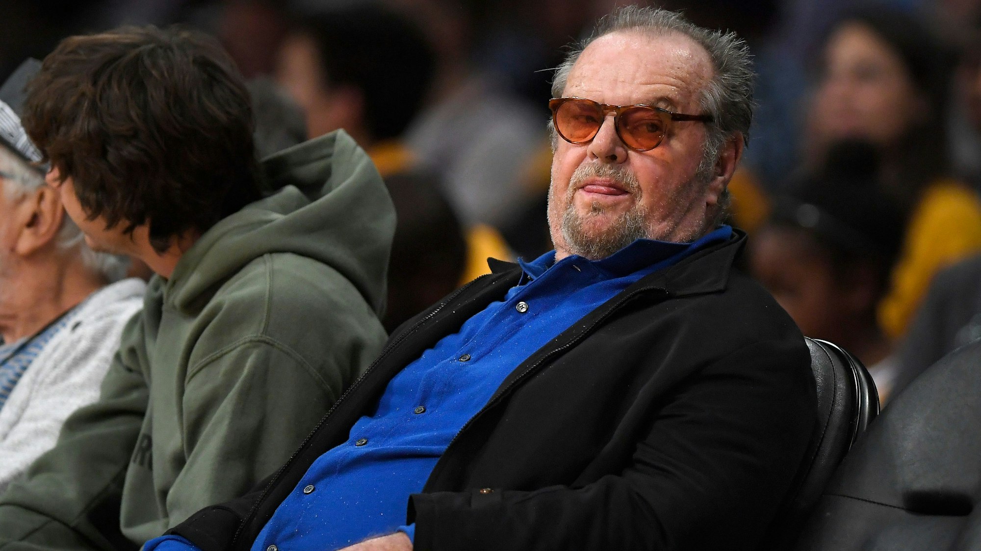 US-Schauspieler Jack Nicholson verfolgt am 19.10.2017 in Los Angeles (USA) das NBA-Basketballspiel zwischen den Los Angeles Lakers und den Los Angeles Clippers.