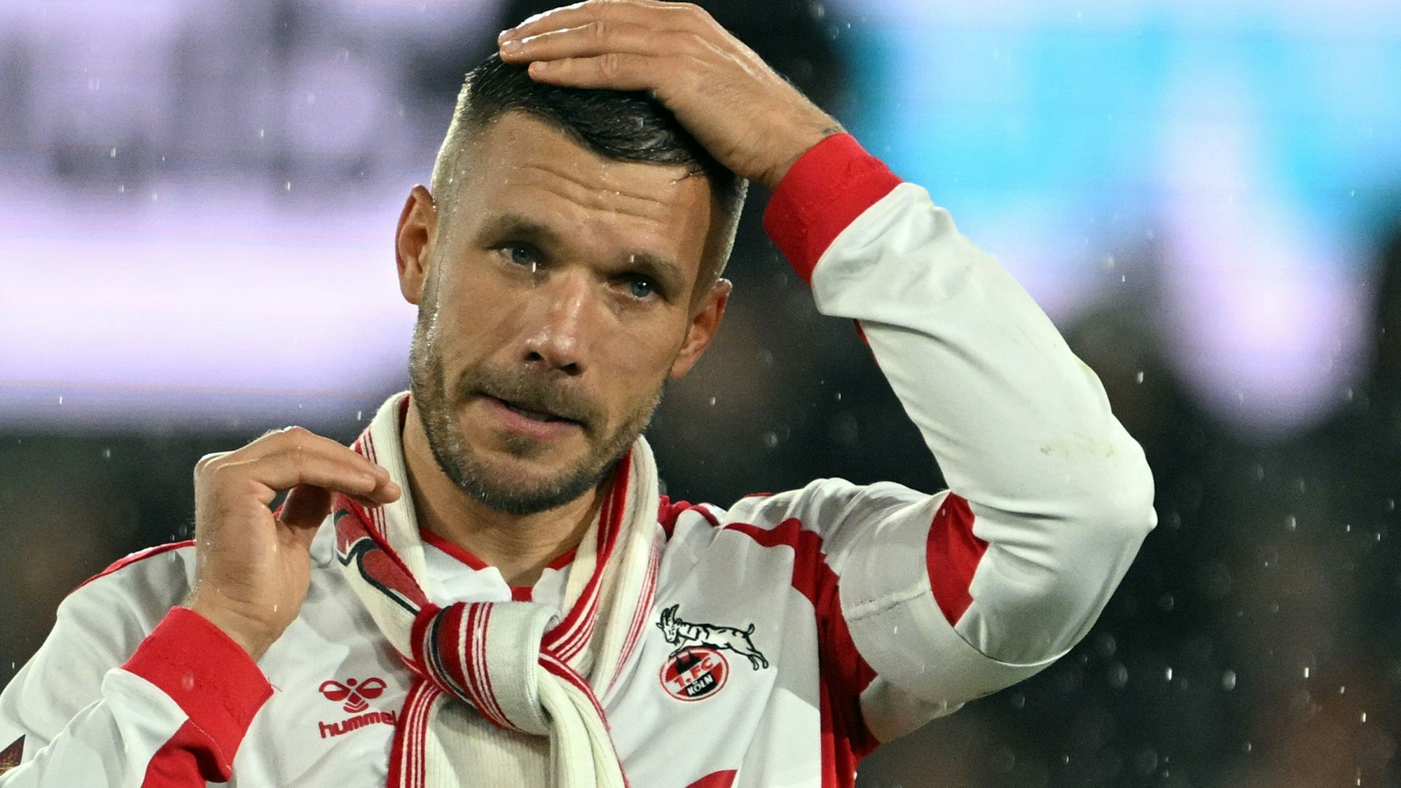 Lukas Podolski im Rhein-Energie-Stadion bei seinem Abschiedsspiel.