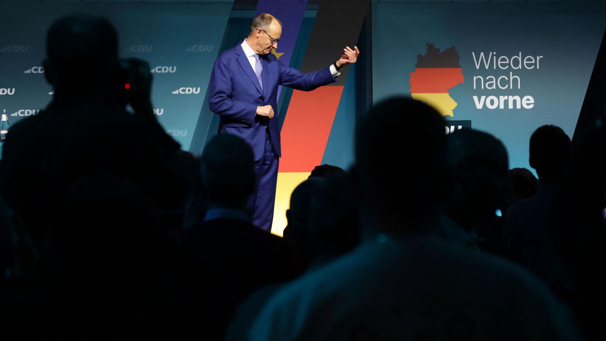 CDU-Chef Friedrich Merz am Donnerstag bei einem Wahlkampfauftritt in Dresden.