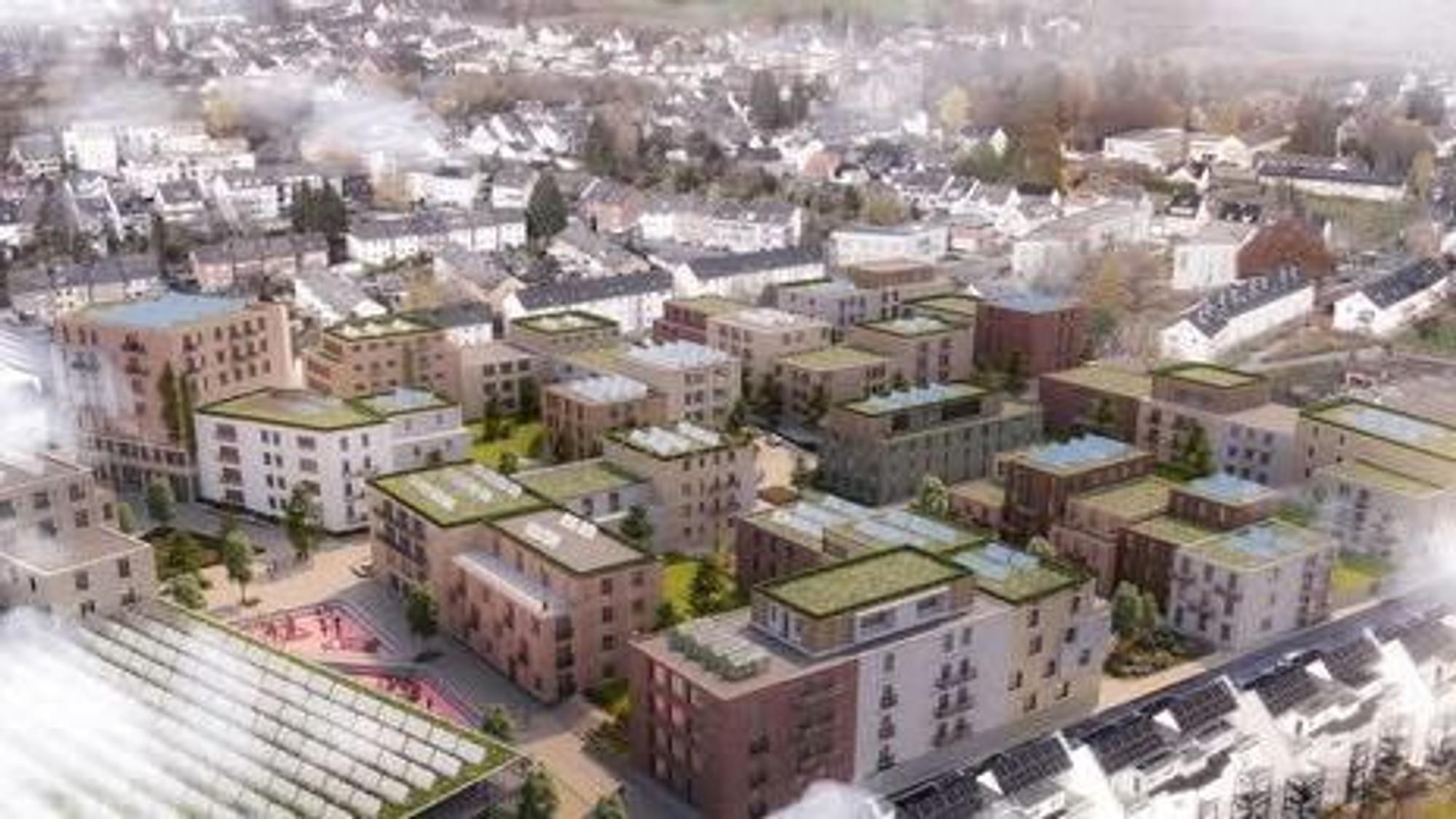 So soll das Ville Quartier in Brühl aussehen. Dafür will die Gebausie etliche alte Häuser abreißen.