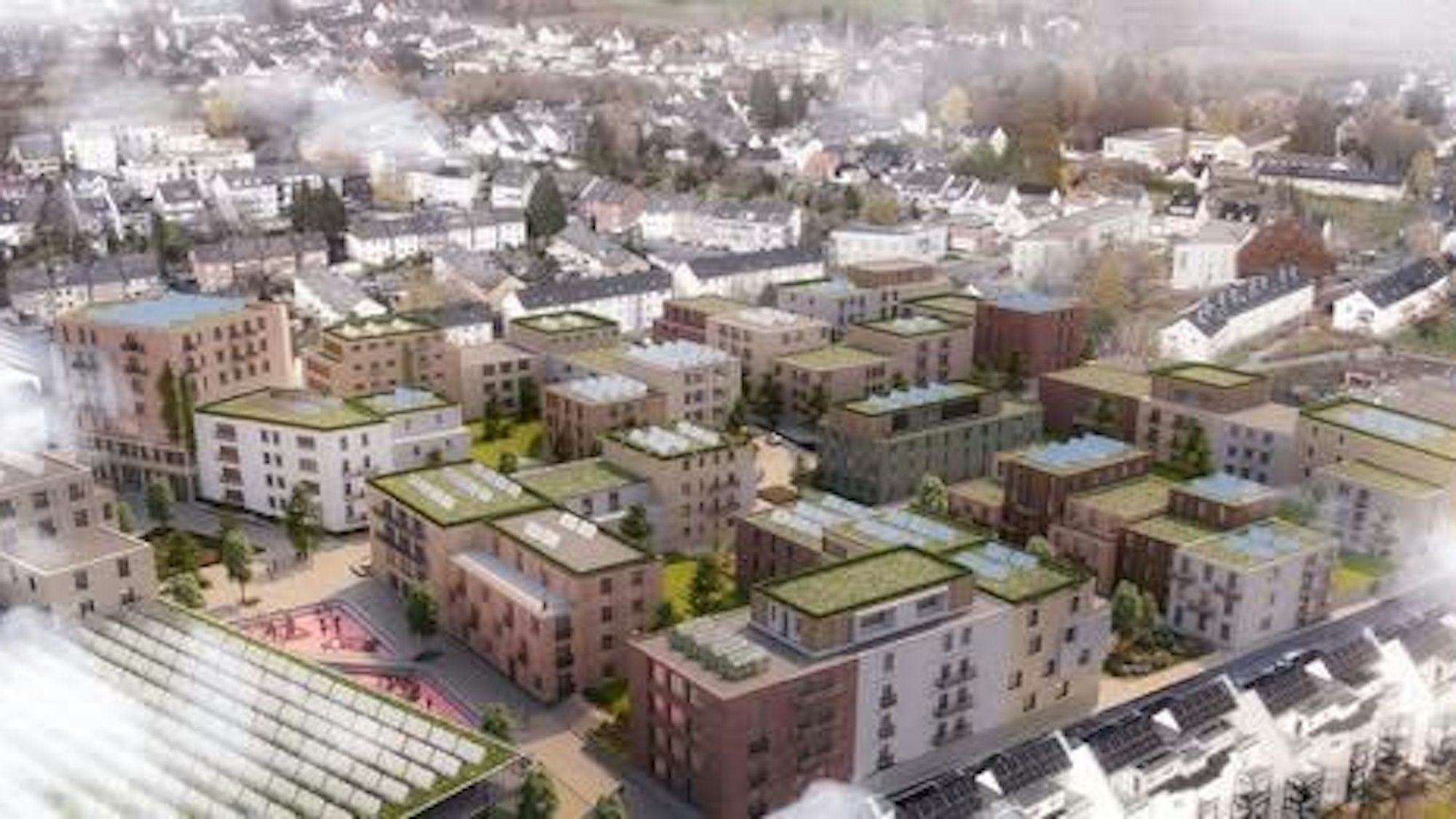 So soll das Ville Quartier in Brühl aussehen. Dafür will die Gebausie etliche alte Häuser abreißen.