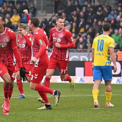 Tor für Köln: Damion Downs hat zum 2:1 getroffen, es war der bereits achte Saisontreffer des Nachwuchsstürmers.
