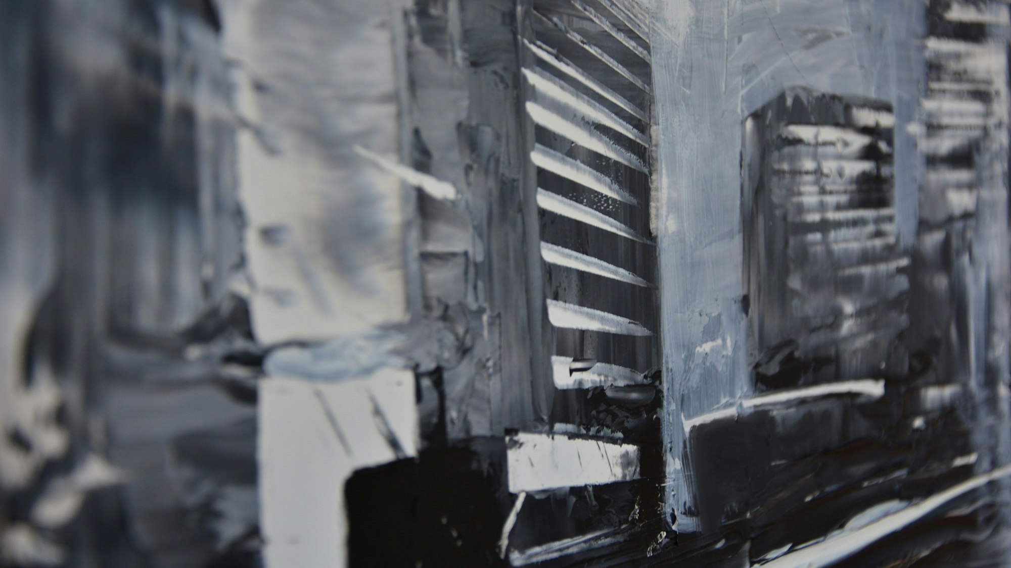 Ein Ausschnitt aus einem Ölgemälde. Fenster sind zu sehen.