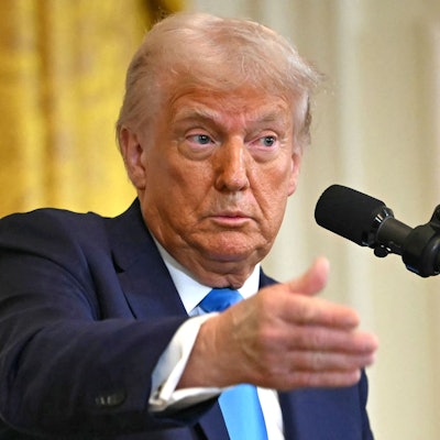 Donald Trump bei der gemeinsamen Pressekonferenz mit Benjamin Netanjahu.